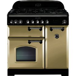 Rangemaster Classic Deluxe 90cm Dual Fuel 80940 Range Cooker in Cream with Chrome Trim and FSD Hob
